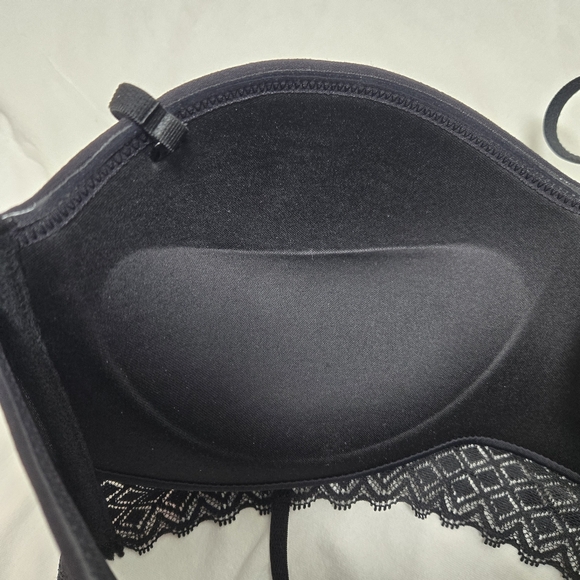 Black Lace Trim Bandeau Bra Bralette 36C - Picture 5 of 7